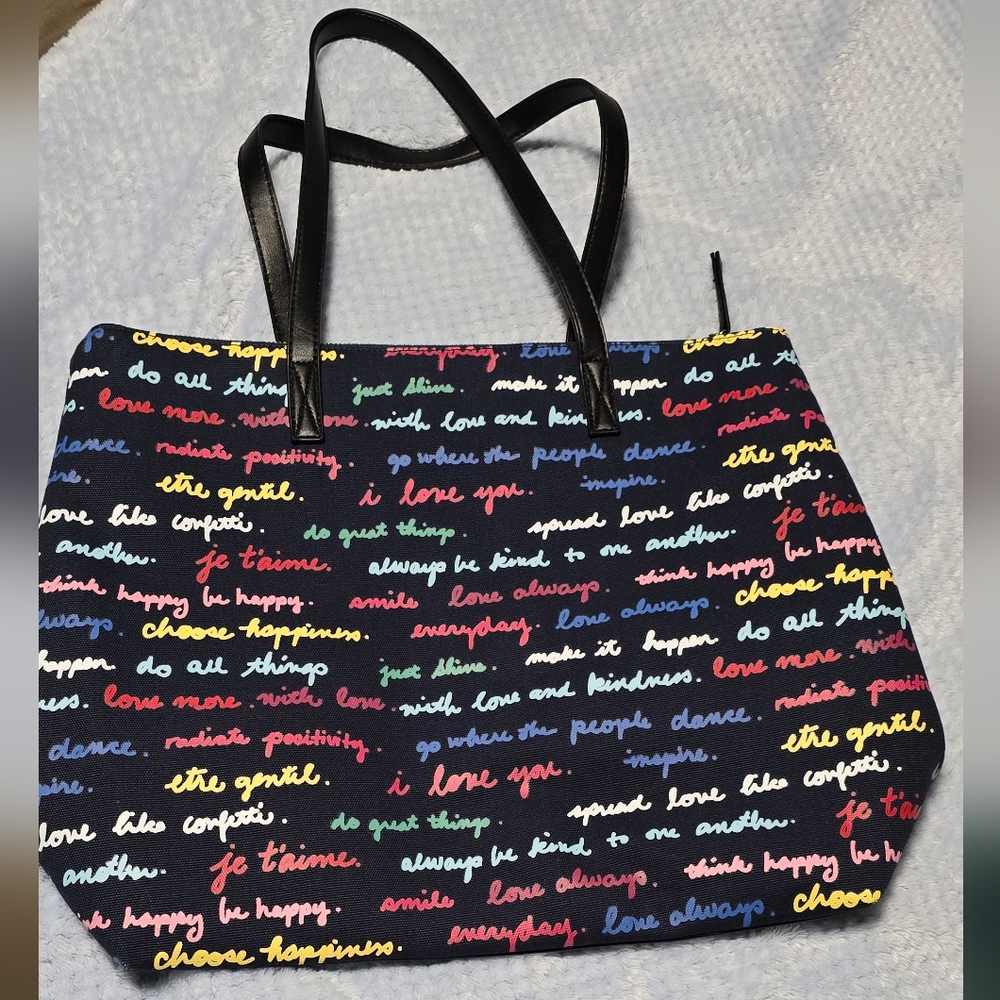$22 OBO Ellen Degeneres Collection- Large Colorful Text Print Tote Bag